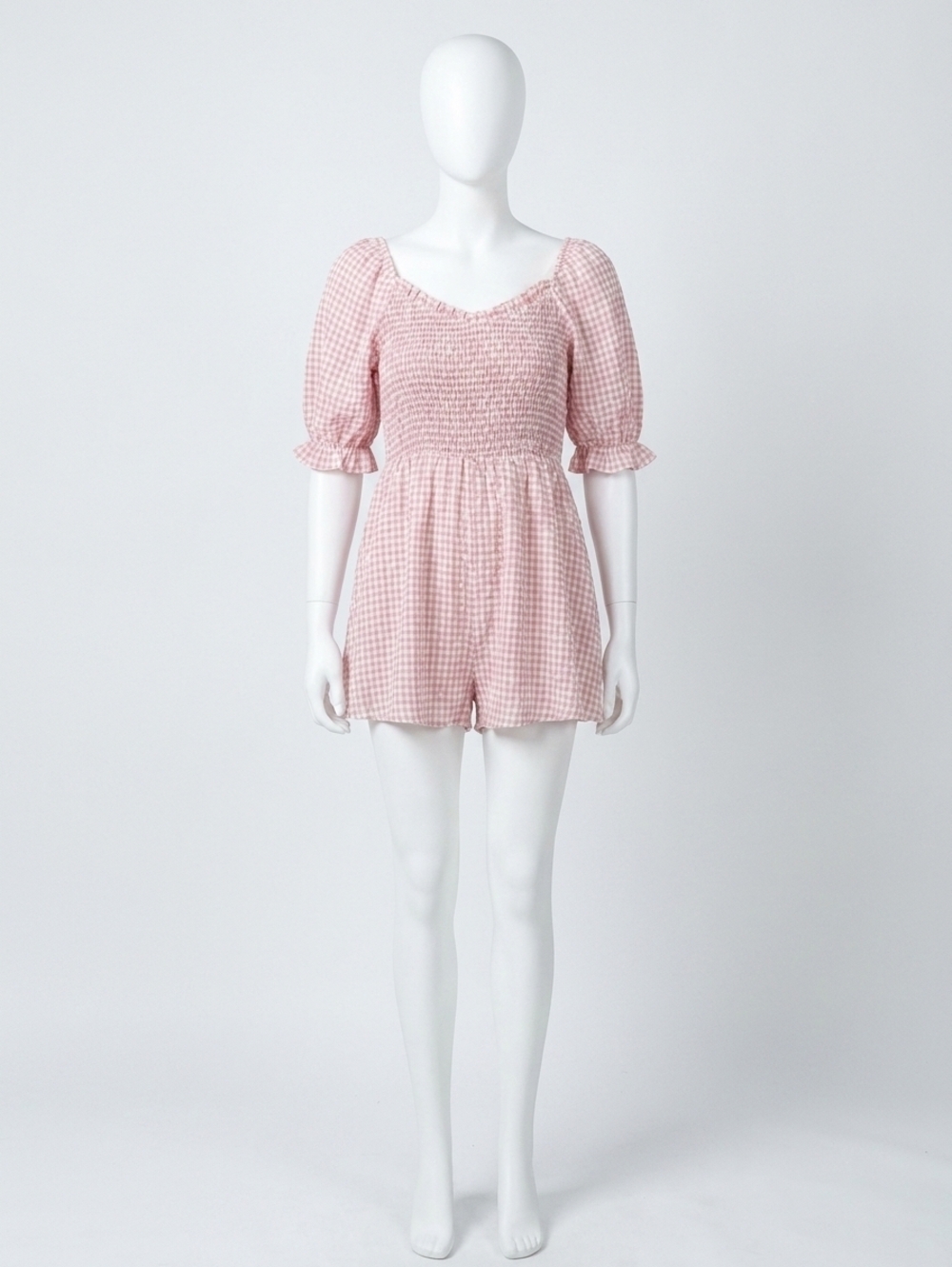 NEW ANDREE BY UNIT gingham printed romper in blush